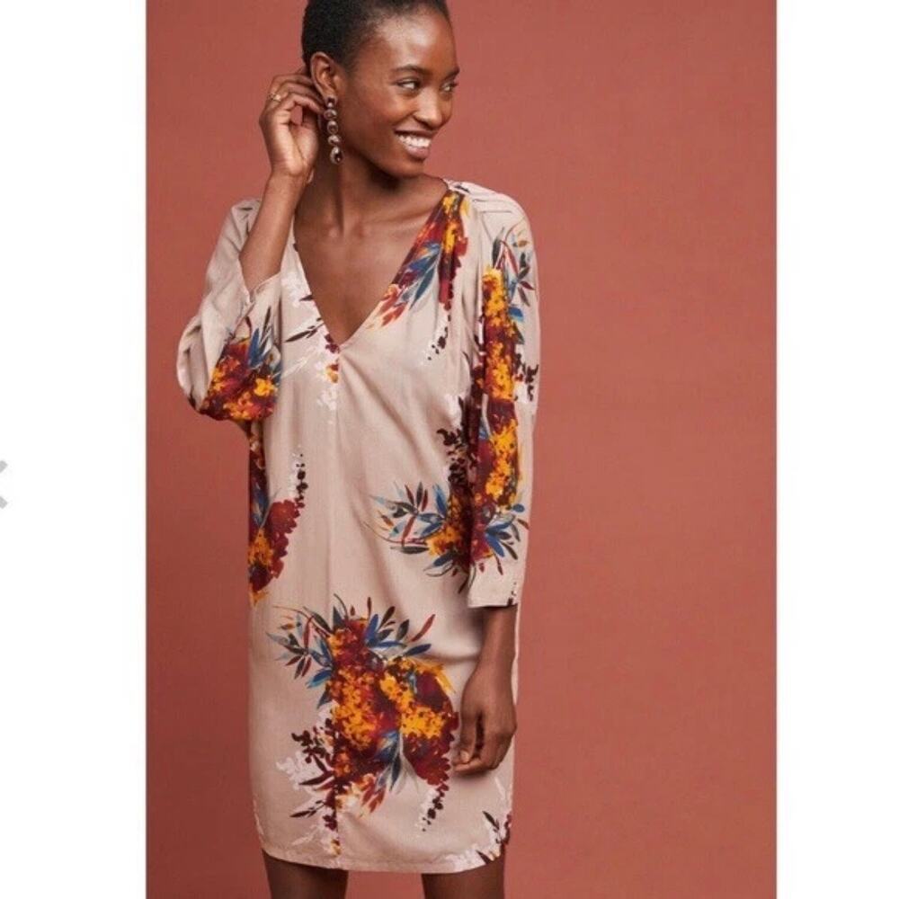 Anthropologie The Odells Harvest Floral Tunic Dress Size XS